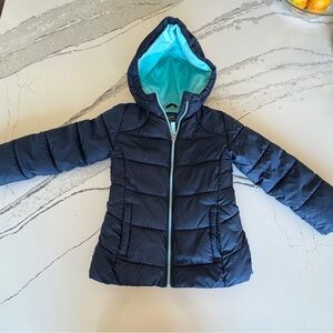 Wonder Nation Blue Puffer Jacket with Stand-Up Collar